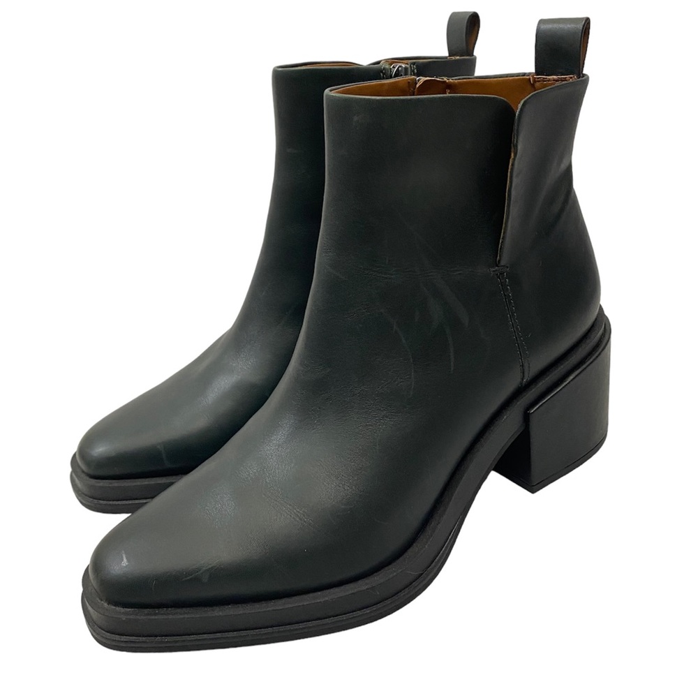 Franco Sarto Dalden Dark Green Emerald Leather Block Heel Booties Y2K 90s sz 8.5
